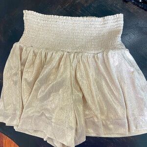 TCEC Shimmering Cream High Waist Shorts